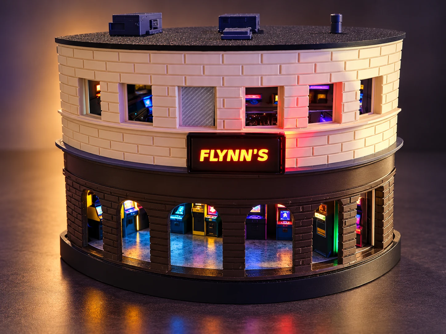 Approved exterior visualization of the 1:40 Flynn’s Arcade miniature